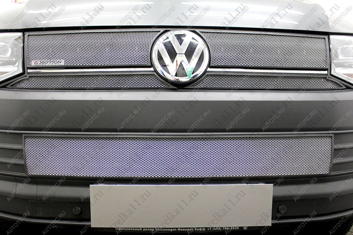 3 099 р. Защита радиатора (низ) (TrendLine) Стрелка11 Стандарт  Volkswagen Transporter  T6 (2015-2019) дорестайлинг (хром)  с доставкой в г. Воронеж