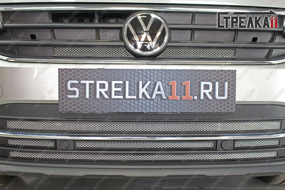 3 069 р. Защита радиатора (верх) Стрелка11 Стандарт  Volkswagen Tiguan  Mk2 (2020-2022) рестайлинг (хром)  с доставкой в г. Воронеж
