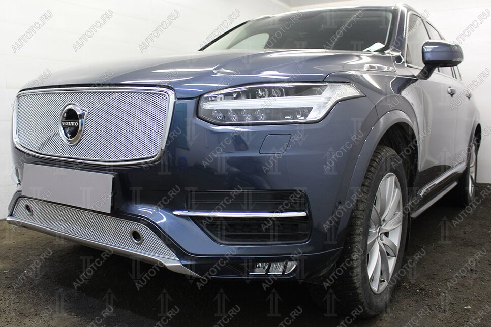 3 099 р. Защита радиатора (с парктроником) Стрелка11 Стандарт  Volvo XC90  L (2015-2019) дорестайлинг (хром)  с доставкой в г. Воронеж