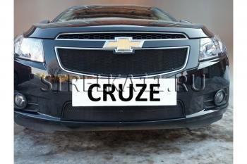 Зимняя заглушка решетки радиатора (верх) Стрелка11 Chevrolet Cruze J300 седан дорестайлинг (2009-2012) ()