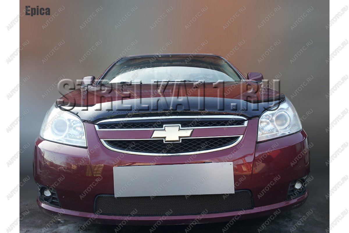 969 р. Зимняя заглушка решетки радиатора Стрелка11  Chevrolet Epica  V250 (2006-2012) (черная)  с доставкой в г. Воронеж