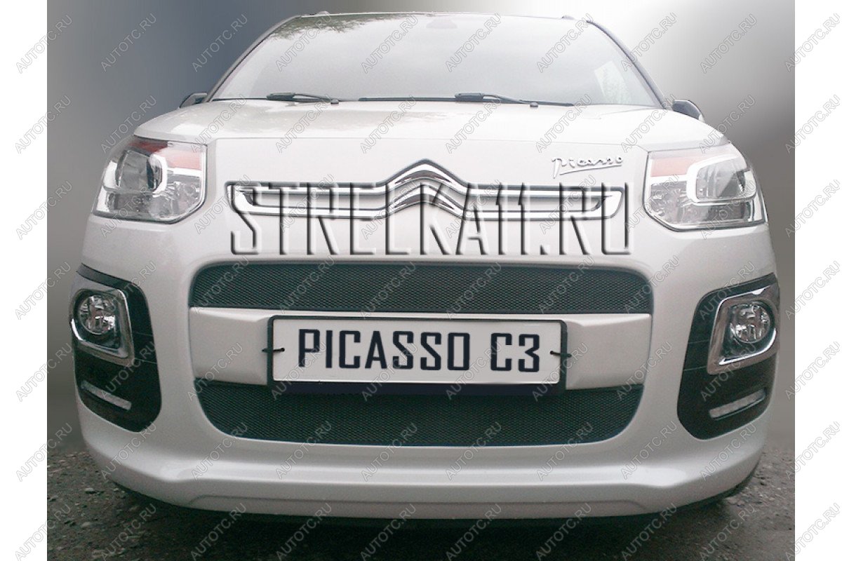 969 р. Зимняя заглушка решетки радиатора (низ) Стрелка11 CITROEN C3 Picasso рестайлинг (2013-2017) (черная)  с доставкой в г. Воронеж