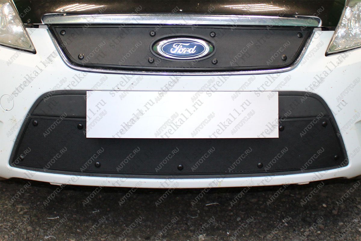 759 р. Зимняя заглушка решетки радиатора (низ) Стрелка11 Ford Mondeo Mk4,BD дорестайлинг, седан (2007-2010) (черная)  с доставкой в г. Воронеж