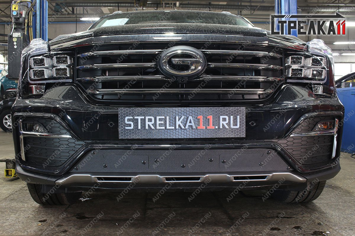 759 р. Зимняя заглушка решетки радиатора (низ) (GEGL) Стрелка11  GAC GS8 (2016-2023) (черная)  с доставкой в г. Воронеж