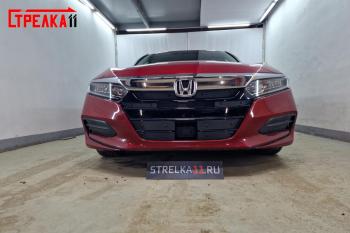1 099 р. Зимняя заглушка решетки радиатора (низ 4 части) Стрелка11  Honda Accord  10 CV (2019-2022) (черная)  с доставкой в г. Воронеж. Увеличить фотографию 2