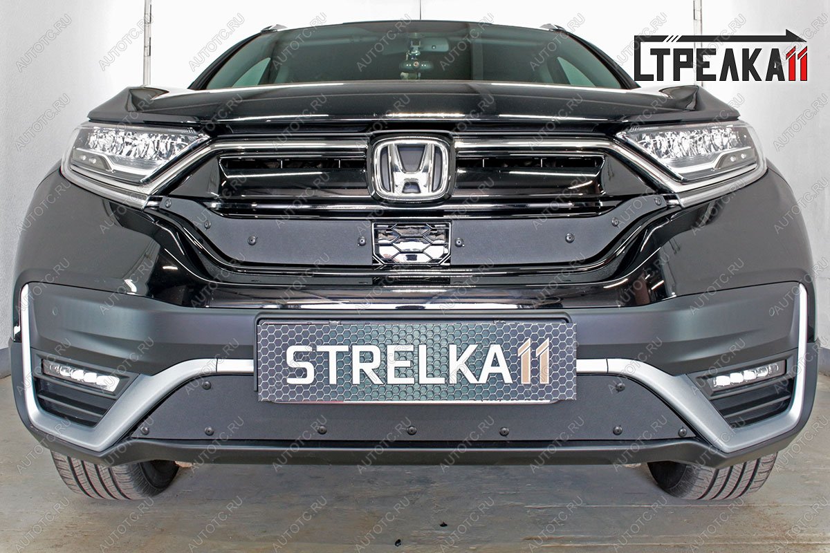 969 р. Зимняя заглушка решетки радиатора (низ с парктроником) Стрелка11  Honda CR-V  RW,RT (2019-2022) рестайлинг (черная)  с доставкой в г. Воронеж