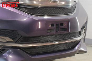 759 р.  Зимняя заглушка решетки радиатора (верх) Стрелка11 Honda StepWagon 5 RP1,RP2, RP3, RP4 минивэн дорестайлинг (2015-2017) (черная)  с доставкой в г. Воронеж. Увеличить фотографию 2