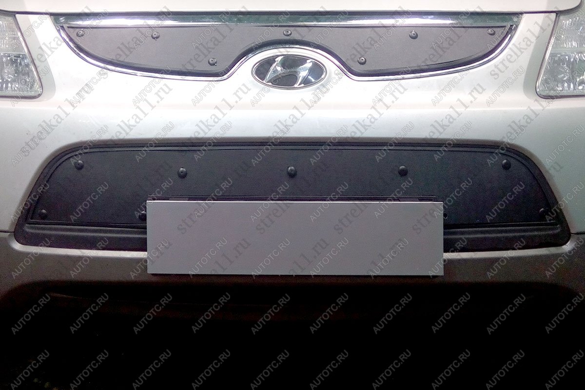 759 р. Зимняя заглушка решетки радиатора (центр) Стрелка11  Hyundai IX55  EN (2006-2013) (черная)  с доставкой в г. Воронеж