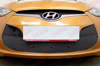 969 р. Зимняя заглушка решетки радиатора Стрелка11  Hyundai Veloster  FS (2011-2018) дорестайлинг, рестайлинг (черная)  с доставкой в г. Воронеж. Увеличить фотографию 1