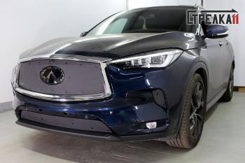 969 р. Зимняя заглушка решетки радиатора (боковые, 2 части) Стрелка11  INFINITI Qx50  J55 (2017-2022) (черная)  с доставкой в г. Воронеж. Увеличить фотографию 1