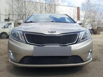 759 р. Зимняя заглушка решетки радиатора (низ) Стрелка11 KIA Rio 3 QB дорестайлинг седан (2011-2015) (черная)  с доставкой в г. Воронеж. Увеличить фотографию 2