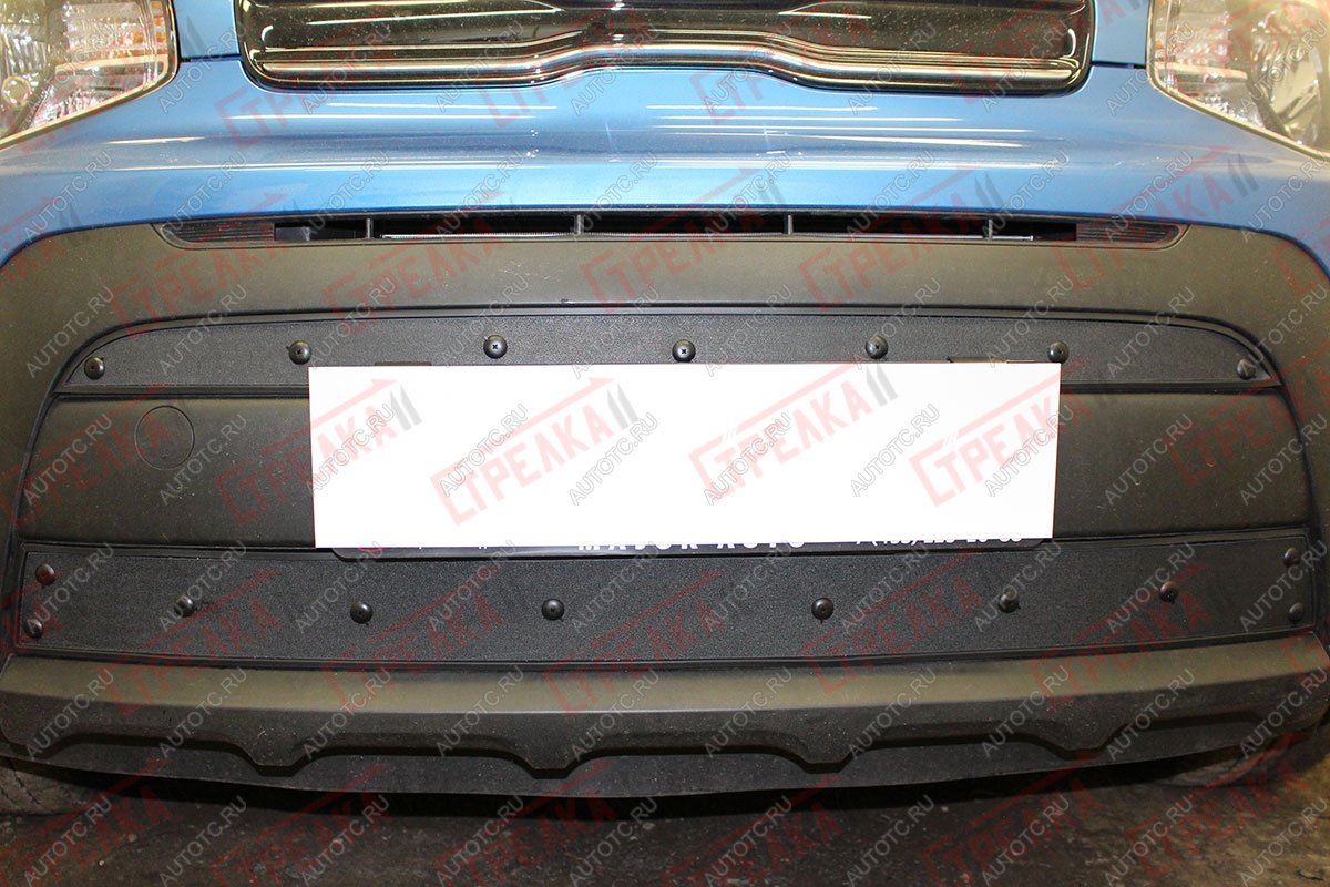 1 099 р. Зимняя заглушка решетки радиатора (2 части) Стрелка11  KIA Soul PS рестайлинг (2017-2019) (черная)  с доставкой в г. Воронеж