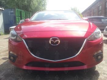 Зимняя заглушка решетки радиатора (низ) Стрелка11 Mazda 3/Axela BM дорестайлинг седан (2013-2016)