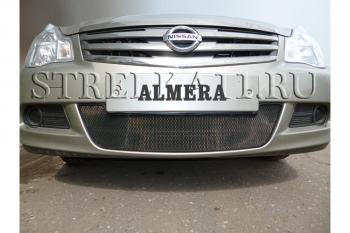 969 р. Зимняя заглушка решетки радиатора Стрелка11 Nissan Almera G15 седан (2012-2019) (черная)  с доставкой в г. Воронеж. Увеличить фотографию 1