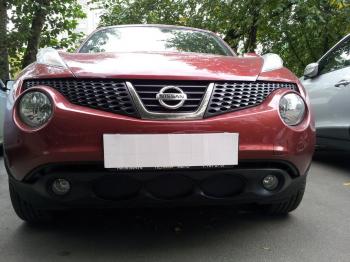 759 р. Зимняя заглушка решетки радиатора Стрелка11 Nissan Juke 1 YF15 дорестайлинг (2010-2014) (черная)  с доставкой в г. Воронеж. Увеличить фотографию 2