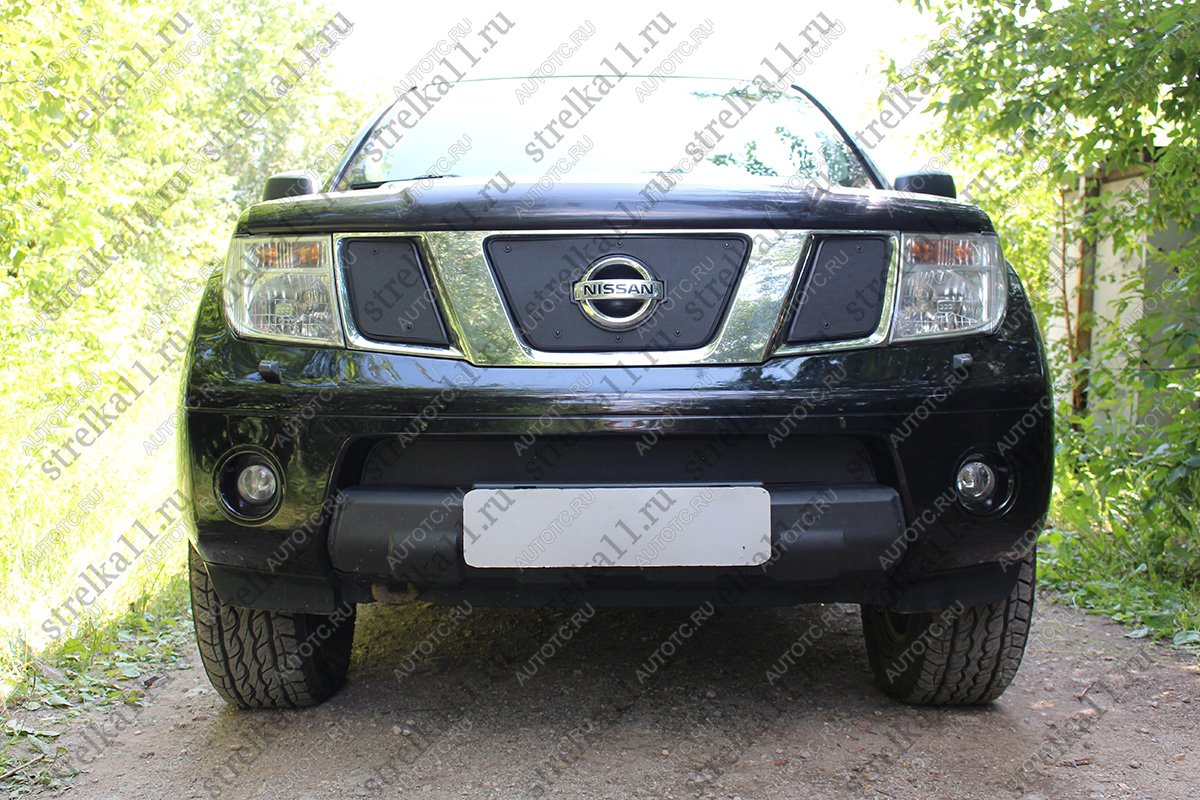 759 р. Зимняя заглушка решетки радиатора (низ) Стрелка11 Nissan Pathfinder R51 дорестайлинг (2004-2007) (черная)  с доставкой в г. Воронеж