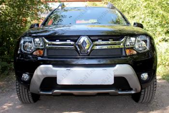 969 р. Зимняя заглушка решетки радиатора (низ) Стрелка11  Renault Duster  HS (2015-2021) рестайлинг (черная)  с доставкой в г. Воронеж. Увеличить фотографию 1