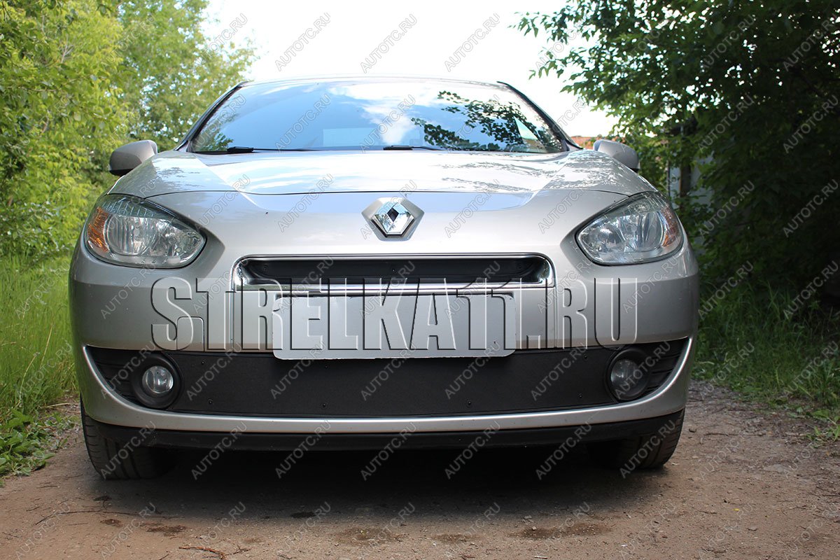 969 р. Зимняя заглушка решетки радиатора (верх) Стрелка11  Renault Fluence (2010-2012) дорестайлинг (черная)  с доставкой в г. Воронеж