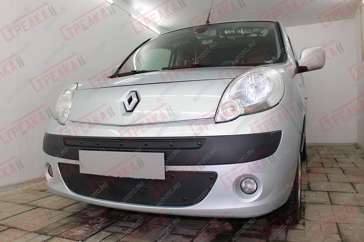 759 р. Зимняя заглушка решетки радиатора (низ) Стрелка11  Renault Kangoo  KW0 (2008-2013) дорестайлинг (черная)  с доставкой в г. Воронеж