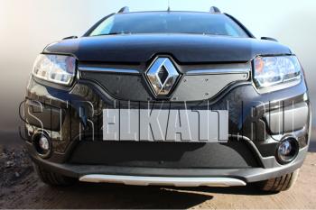 Зимняя заглушка решетки радиатора (верх) Стрелка11 Renault Sandero (B8) дорестайлинг (2014-2018) ()