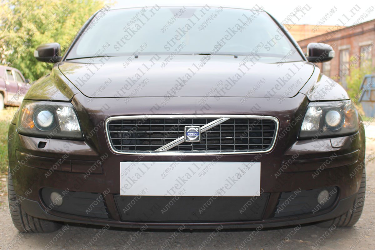 969 р. Зимняя заглушка решетки радиатора Стрелка11  Volvo S40  MS седан (2004-2007) дорестайлинг (черная)  с доставкой в г. Воронеж