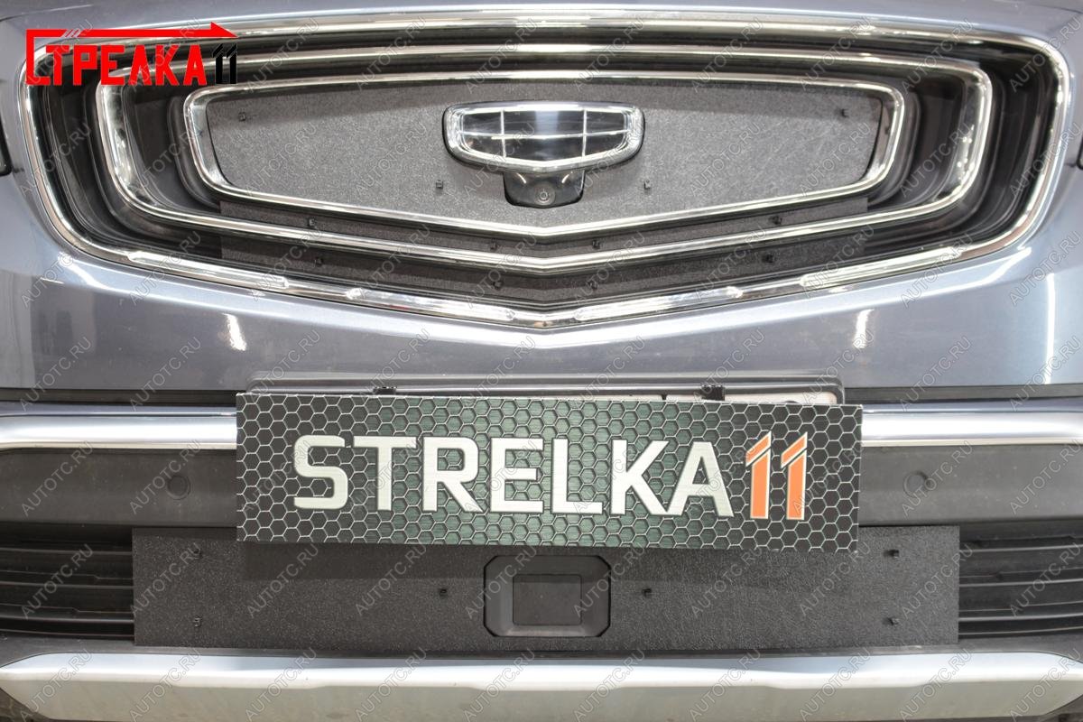 1 089 р. Зимняя защита на стяжке (низ) Стрелка11  Geely Atlas Pro  NL3 (2019-2025) (черная)  с доставкой в г. Воронеж