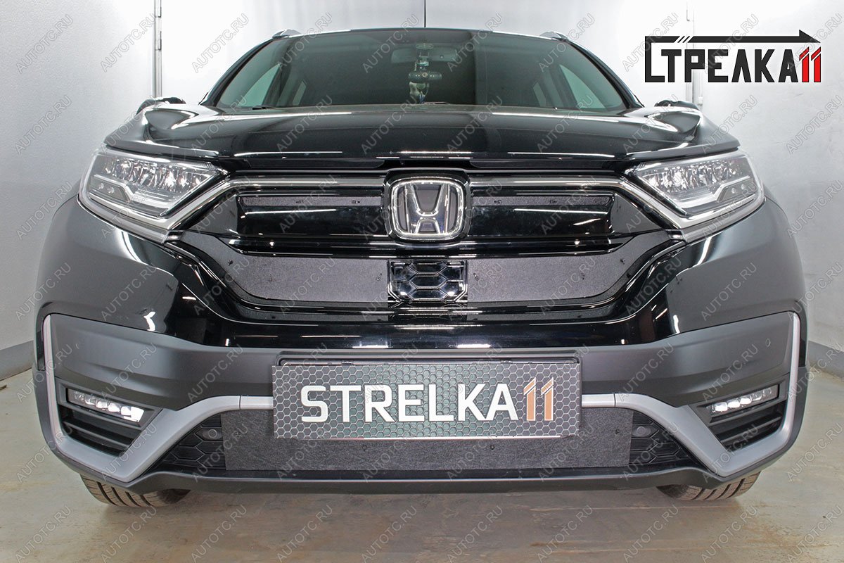 1 299 р. Зимняя защита на стяжке (низ) Стрелка11  Honda CR-V  RW,RT (2019-2022) рестайлинг (черная)  с доставкой в г. Воронеж