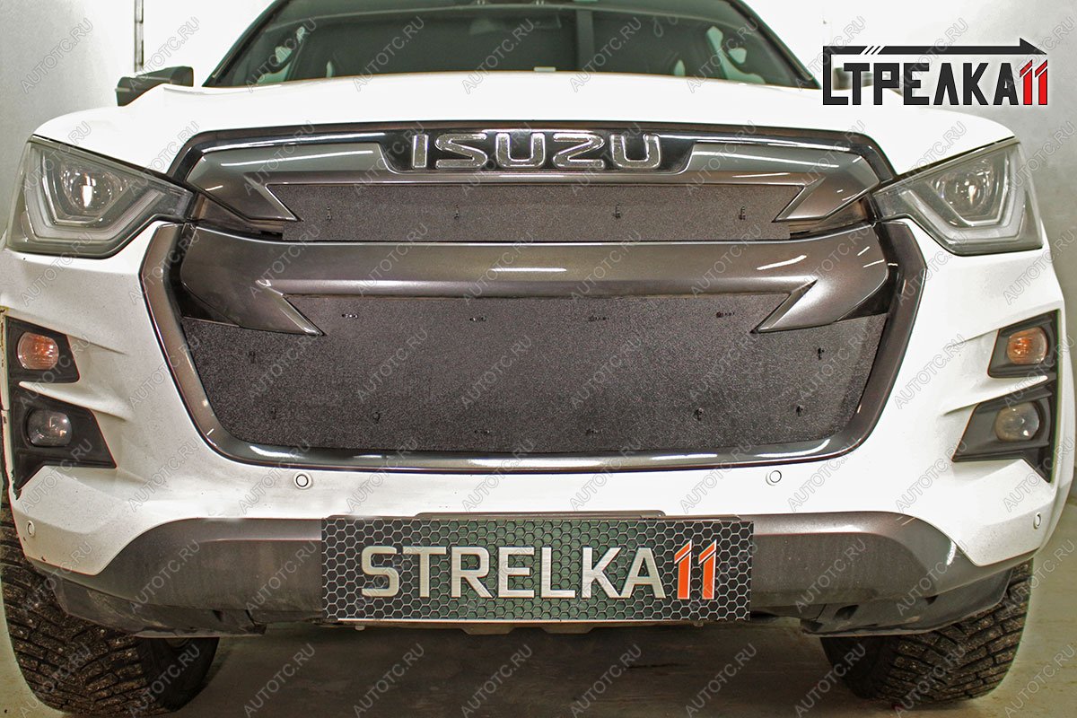 1 129 р. Зимняя защита на стяжке (верх) Стрелка11 Isuzu D-Max RG DoubleCab (2020-2023) (черная)  с доставкой в г. Воронеж
