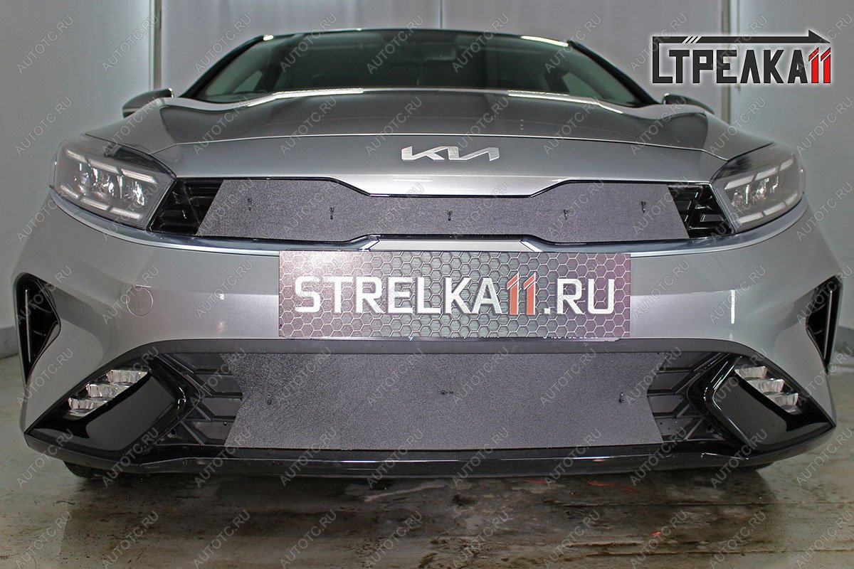 1 439 р. Зимняя защита на стяжке (верх) Стрелка11  KIA Cerato  4 BD (2021-2025) рестайлинг седан (черная)  с доставкой в г. Воронеж