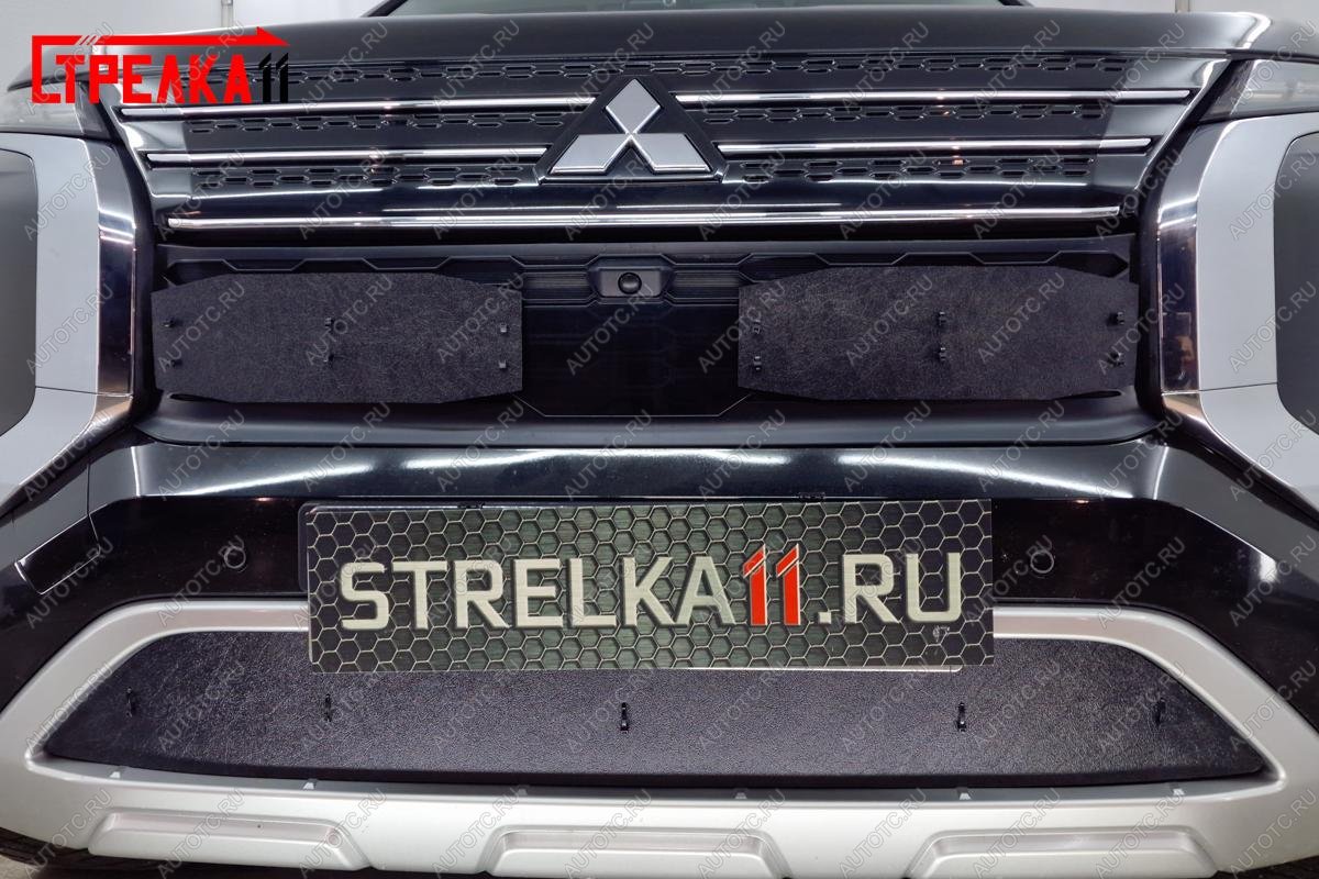 1 379 р. Зимняя защита на стяжке (верх 2 части)  Mitsubishi Outlander  GN (2021-2025) (стрелка)  с доставкой в г. Воронеж