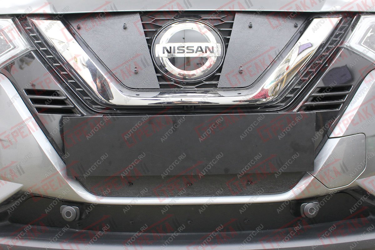 1 179 р. Зимняя защита на стяжке (верх) Стрелка11  Nissan Qashqai  2 (2017-2022) J11 рестайлинг (черная)  с доставкой в г. Воронеж