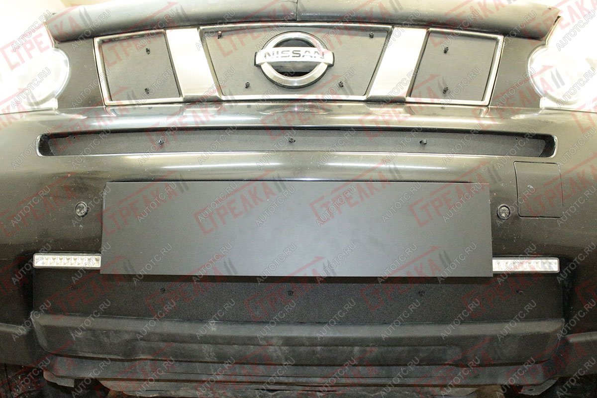 1 799 р. Зимняя защита на стяжке (верх 3 части) Стрелка11  Nissan X-trail  2 T31 (2007-2011) дорестайлинг (черная)  с доставкой в г. Воронеж