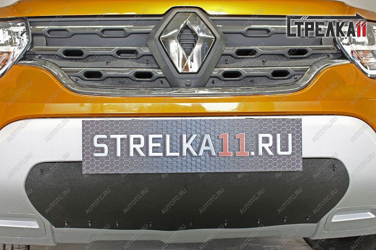 2 199 р. Зимняя защита на стяжке (низ) Стрелка11  Renault Duster  HM (2021-2024) рестайлинг (черная)  с доставкой в г. Воронеж