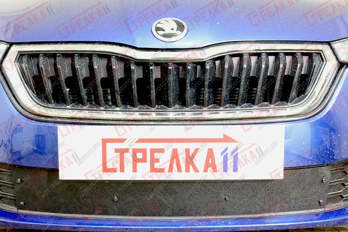 1 489 р. Зимняя защита на стяжке (низ) Стрелка11  Skoda Rapid  MK2 (2019-2025) (черная)  с доставкой в г. Воронеж