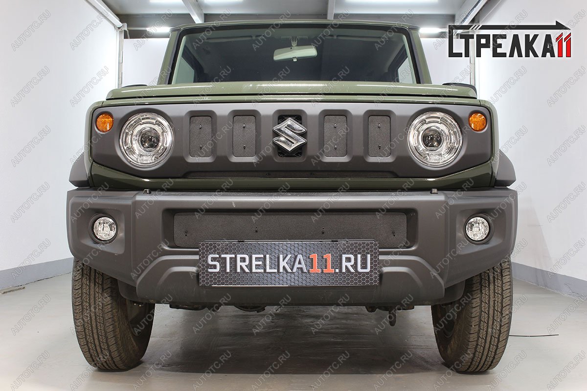 1 649 р. Зимняя защита на стяжке (низ, центр 2 части) Стрелка11  Suzuki Jimny  JB64 (2018-2025) (черная)  с доставкой в г. Воронеж