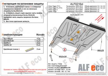 Защита картера и кпп (V-1.8) ALFECO Vortex Tingo дорестайлинг (2010-2012) ()