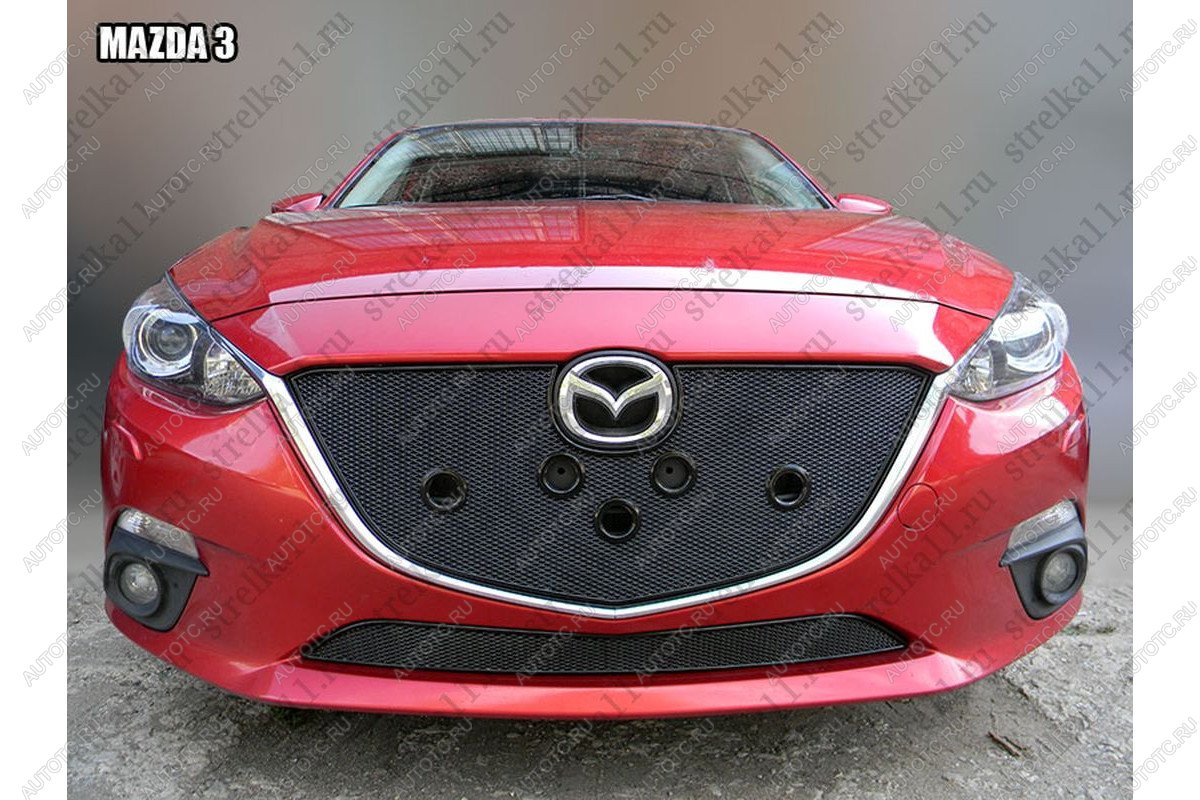 799 р. Зимняя заглушка решетки радиатора (низ) премиум Стрелка11  Mazda 3/Axela  BM (2013-2016) дорестайлинг седан, дорестайлинг, хэтчбэк (черная)  с доставкой в г. Воронеж