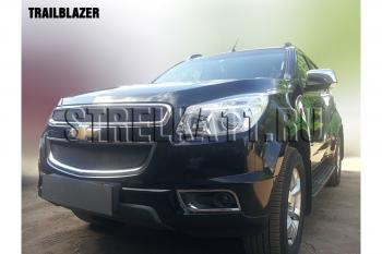 Защита радиатора (низ) Стрелка11 Стандарт Chevrolet Trailblazer  GM800 (2012-2016) дорестайлинг (хром)
