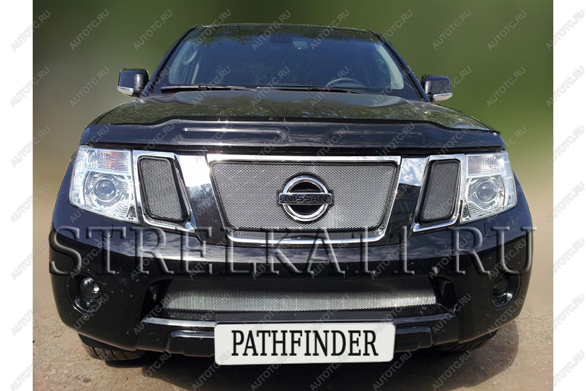 7 749 р. Защита радиатора (верх) Стрелка11 PREMIUM  Nissan Pathfinder  R51 (2009-2014) рестайлинг (хром)  с доставкой в г. Воронеж