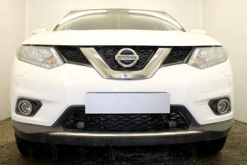 Защита радиатора (середина) Стрелка11 PREMIUM Nissan X-trail  3 T32 (2013-2018) дорестайлинг (черная)