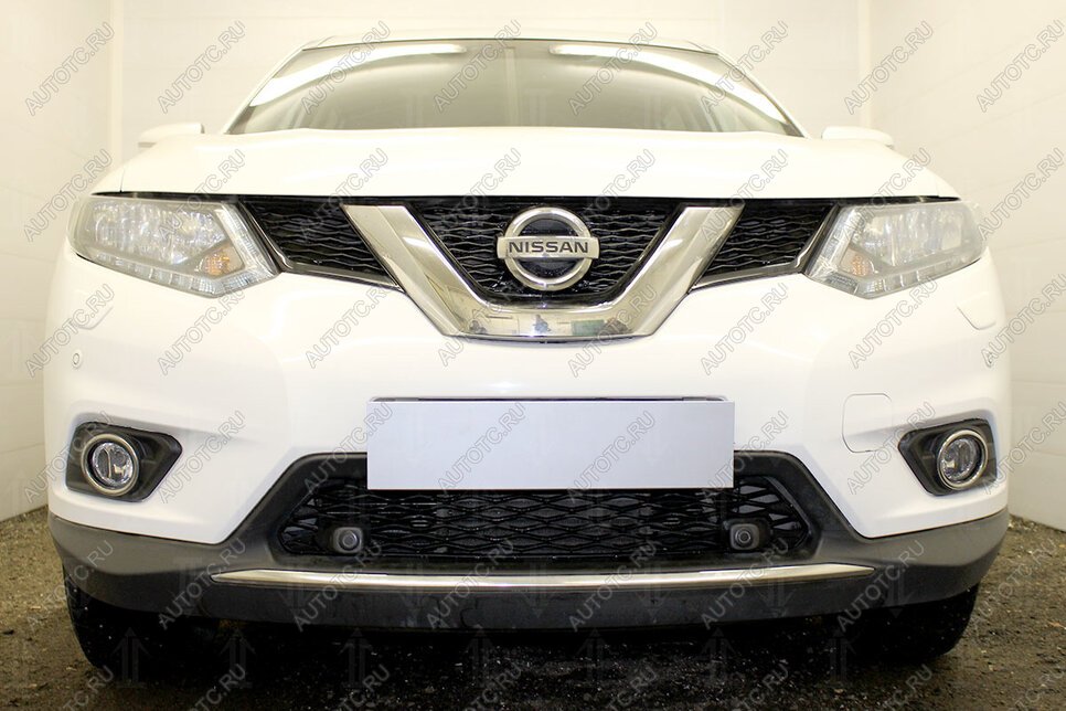 4 099 р. Защита радиатора (середина) Стрелка11 PREMIUM  Nissan X-trail  3 T32 (2013-2018) дорестайлинг (черная)  с доставкой в г. Воронеж