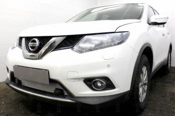 Защита радиатора (с парктроником) Стрелка11 PREMIUM Nissan X-trail  3 T32 (2013-2018) дорестайлинг (хром)