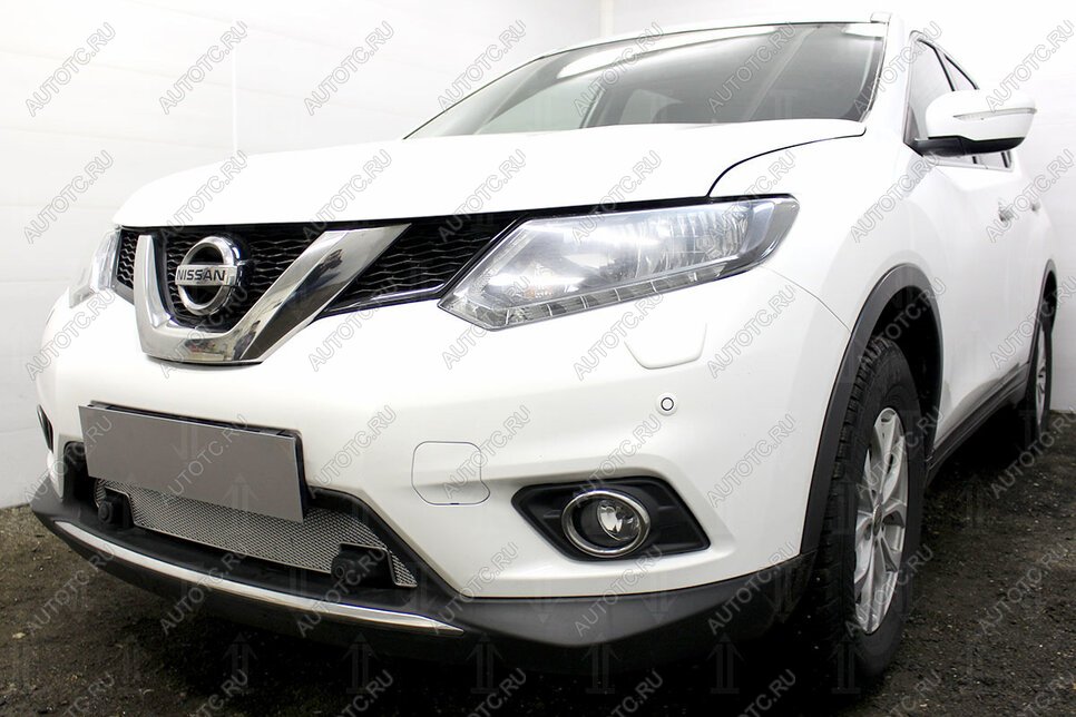 4 399 р. Защита радиатора (с парктроником) Стрелка11 PREMIUM  Nissan X-trail  3 T32 (2013-2018) дорестайлинг (хром)  с доставкой в г. Воронеж