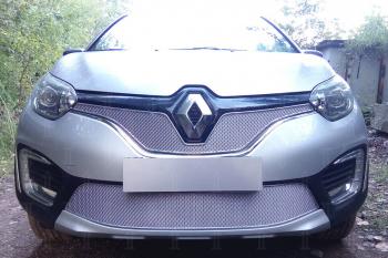 4 649 р. Защита радиатора (низ) Стрелка11 PREMIUM  Renault Kaptur (2016-2025) дорестайлинг, рестайлинг (хром)  с доставкой в г. Воронеж. Увеличить фотографию 2