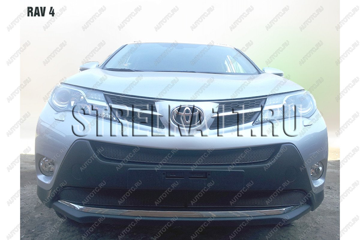 10 649 р. Защита радиатора (3 части) (Комфорт, Элеганс, Престиж) Стрелка11 PREMIUM  Toyota RAV4  XA40 (2012-2015) 5 дв. дорестайлинг (черная)  с доставкой в г. Воронеж
