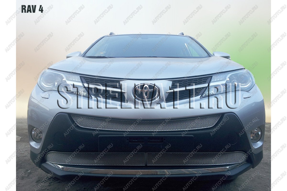 10 999 р. Защита радиатора (3 части) (Комфорт, Элеганс, Престиж) Стрелка11 PREMIUM  Toyota RAV4  XA40 (2012-2015) 5 дв. дорестайлинг (хром)  с доставкой в г. Воронеж
