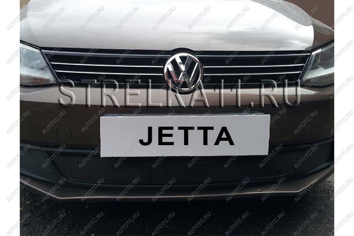 4 099 р. Защита радиатора Стрелка11 PREMIUM Volkswagen Jetta A6 седан дорестайлинг (2011-2015) (черная)  с доставкой в г. Воронеж