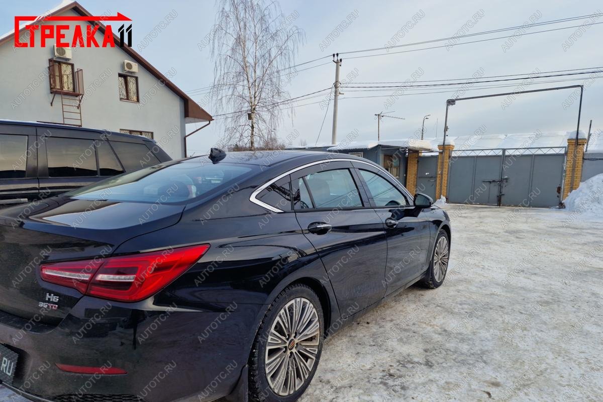 6 999 р. Дефлекторы окон 2D с хром накладками Стрелка11  Hongqi H5  C141 (2018-2022) (черные)  с доставкой в г. Воронеж
