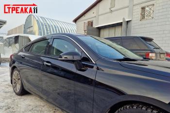 6 999 р. Дефлекторы окон 2D с хром накладками Стрелка11  Hongqi H5  C141 (2018-2022) (черные)  с доставкой в г. Воронеж. Увеличить фотографию 2