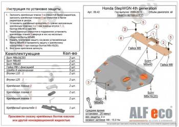 Защита картера и КПП (V-1,5 FWD) ALFECO Honda StepWagon  RP6,RP7, RP8 (2022-2025) минивэн дорестайлинг (алюминий 4 мм)